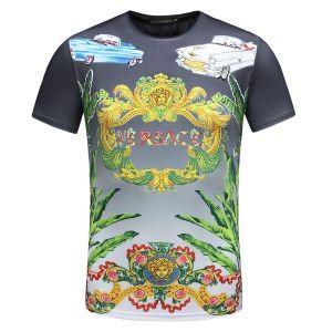 Siêu chất lượng tuyệt vời Versace Versace In phổ biến Print Men Crew Neck Sleeve T -shirt