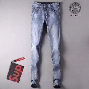 Versace Versace thanh lịch và thời trang với logo thêu nam denim dài bon