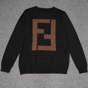 Độ bền tuyệt vời Fendi Parker nam Fendi mới 18SS Ligonit Black áo len đen