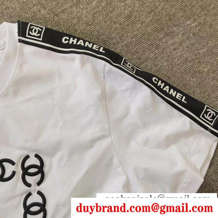 周りと差をつけるシャネ 服コピースーパーブランドコピーＴシャツコピー男性服ブラック白透気性涼しげ簡潔