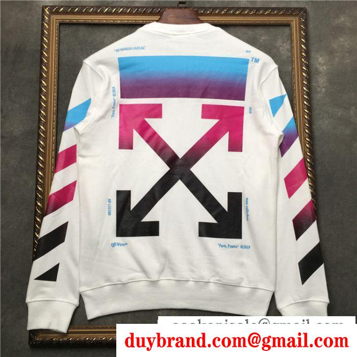 新作Off-White diagonal gradientジップパーカーオフホワイトプルオーバーパーカーブラック、ホワイト