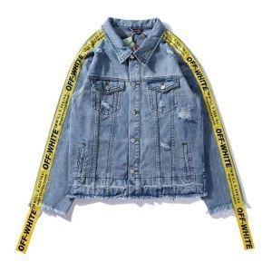 Vận chuyển có thể trả lại bao gồm áo khoác denim trắng ngoài thời trang thời trang trắng