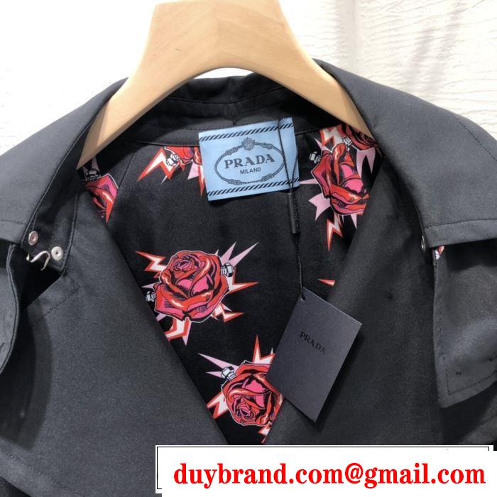 秋冬ファッションコーディネート　プラダ PRADA 人気ファッション雑誌でも掲載　フリースパーカー付　最重要！2019秋冬トレンド