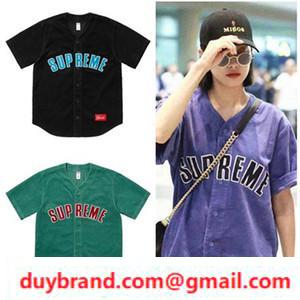Tối cao SS18 Corduroy Bóng chày Jersey Mail đặt hàng T -Shirt Sporty quen thuộc bất kể giới tính