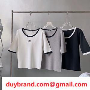 Ch@Nel Women's Limited Thương hiệu giá rẻ Đơn đặt hàng ngắn tay áo ngắn T -Shirt Elegance Đẹp Đẹp như Đô thị Ấn tượng