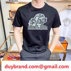 Mùa hè này Armani Armani Mail đặt hàng ngắn tay T -Sshirt in tạo ấn tượng thông thường 2 màu