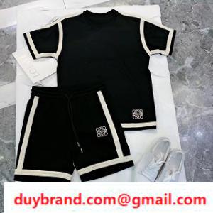 Loewe Loewe Upper và Lower Set Sleeve T -shirt+Short Summer Style