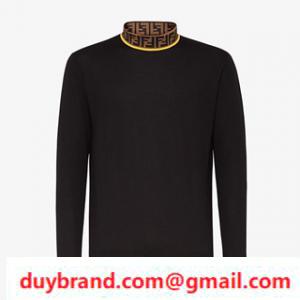Fendi Fendi Áo len dài tay áo cao cổ 2 màu với họa tiết FF