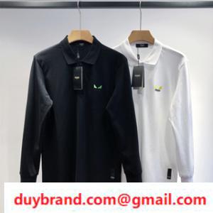 Fendi Fendi Polo Áo sơ mi dài tay cho đồng minh mạnh mẽ! Thời trang nam