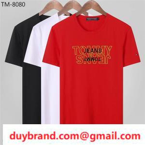 Người lớn bình thường Tommy Hillphiger Thêu logo Tommy Hilfiger Short Sleeve T -shirt