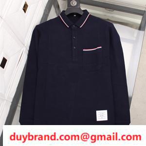 Thom Browne Tom Brown áo dài tay áo sơ mi polo ở một đoạn đường, người lớn là hải quân nổi bật, màu đen