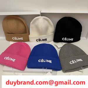 Celine Celine giả chiếc mũ đan nhiều màu sắc Genen khu vực thời tiết kéo dài nó trông hoàn toàn thời trang