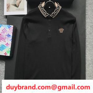 Ngay lập tức 2022 Bán cổ điển phổ biến Versace Versace Long Sleeve Polo áo 2 màu 100%Cotton Đơn giản và thoải mái