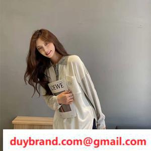 2022 Loewe Loewe Fake Long Sleeve Polo cho chiều rộng giới tính Một loạt các nam và nữ