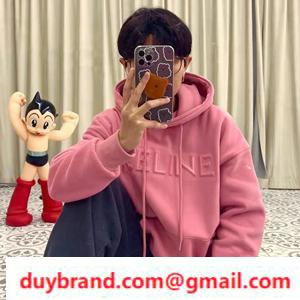2022 Màu mới Celine Celine Sweat Shirt Back Rushed Item Chất lượng cao unisex hồng