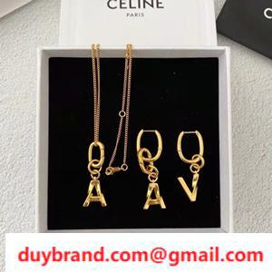 Mới nhất 2022 Easy Celine Celine Vòng cổ giả+Bông tai Thiết kế đơn giản Tạo ra bầu không khí của mọi người