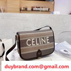 Không hạ cánh ở  Celine Celine Bag Bag Ladies Brown sọc rộng một viên ngọc có thể được sử dụng ở mọi lứa tuổi