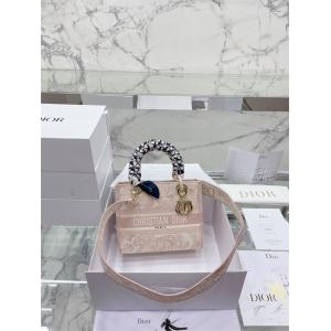 Túi xách DIOR siêu cấp Lady D-Lite #Vải canvas 2022 họa tiết hổ xám màu hồng nhạt kết hợp giữa sự sang trọng cổ điển 