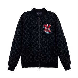 Áo khoác khóa kéo LV  nam họa tiết graffiti họa tiết hoa Monogram 100 cotton len cao cấp