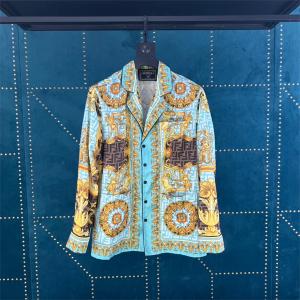 Áo sơ mi VERSACE ✘ FENDI NAm Hàng hiệu siêu cấp Like Auth 1:1  Cuban Collar Pocket Mùa thu chất liệu mềm mại thoải mái đẳng cấp Thời trang Nam 